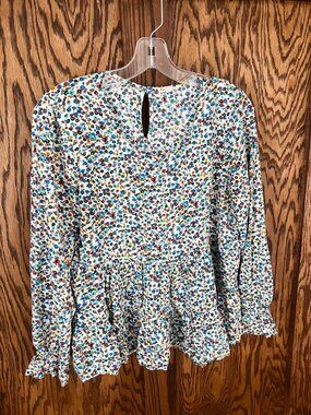 Love and Liberty Floral Peplum Blouse Size Large Boho Long Sleeve Top